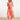 24008 Bloemenpracht Chiffon Jurk Met Ruchesceintuur | Pink - Red
