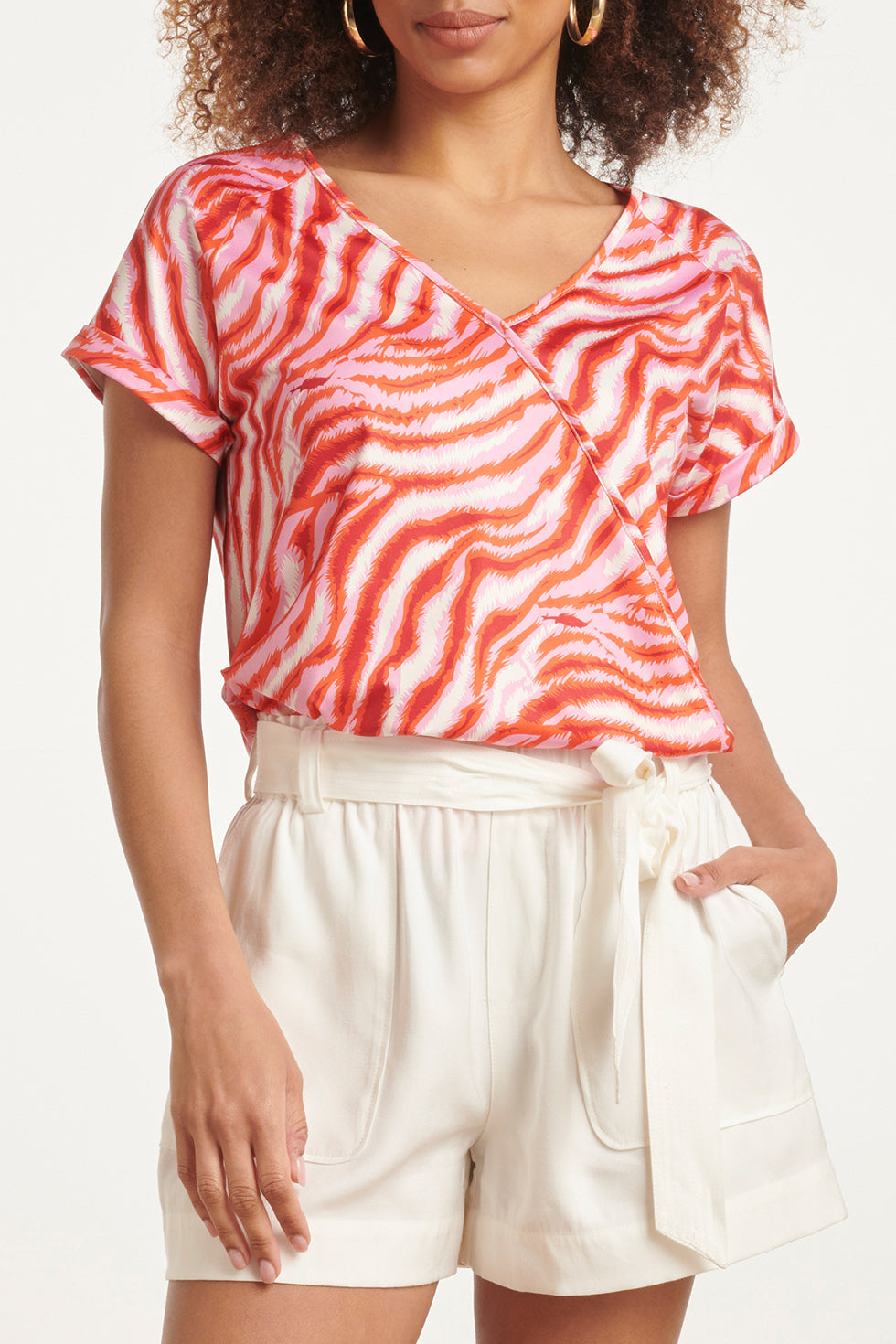 24009 Zebra Stretch Top | Pink-Red