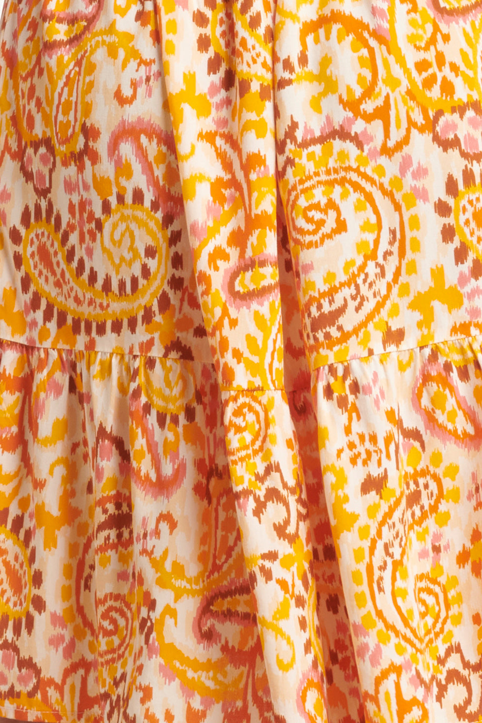 24013 Paisley Print V-Hals Top Met Ruches | White-Orange