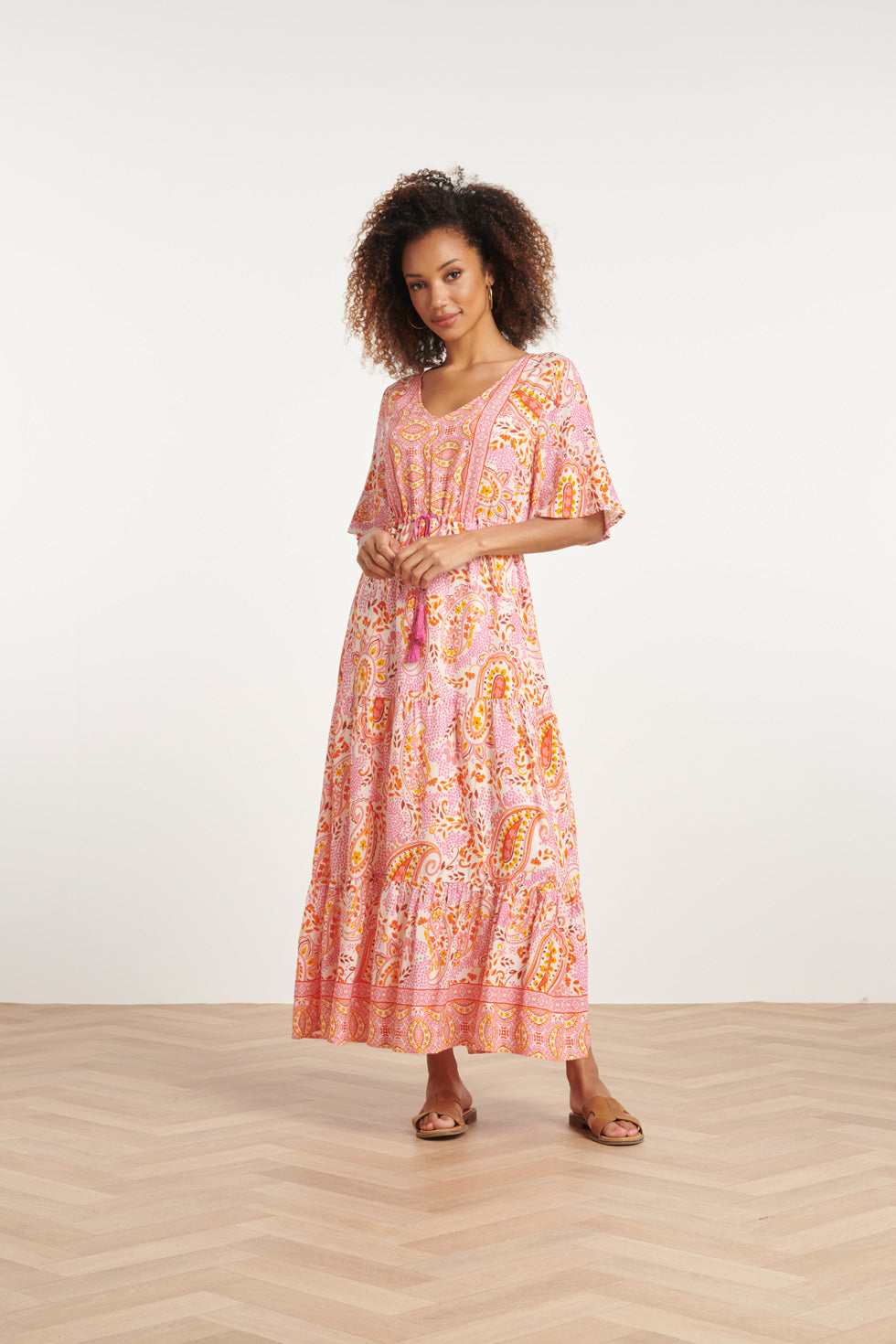 24014 Maxi Zomerjurk Met Paisley Print | White - Muticolour