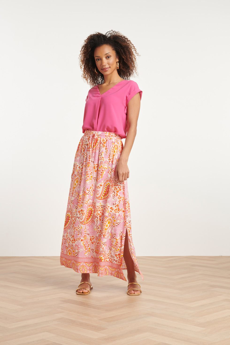 24015 Maxi Zomerrok Met Paisley Print | White - Muticolour