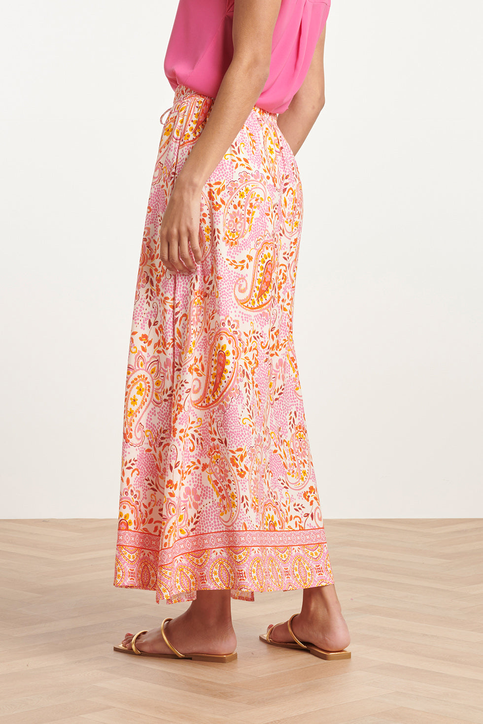 24015 Maxi Zomerrok Met Paisley Print | White - Muticolour
