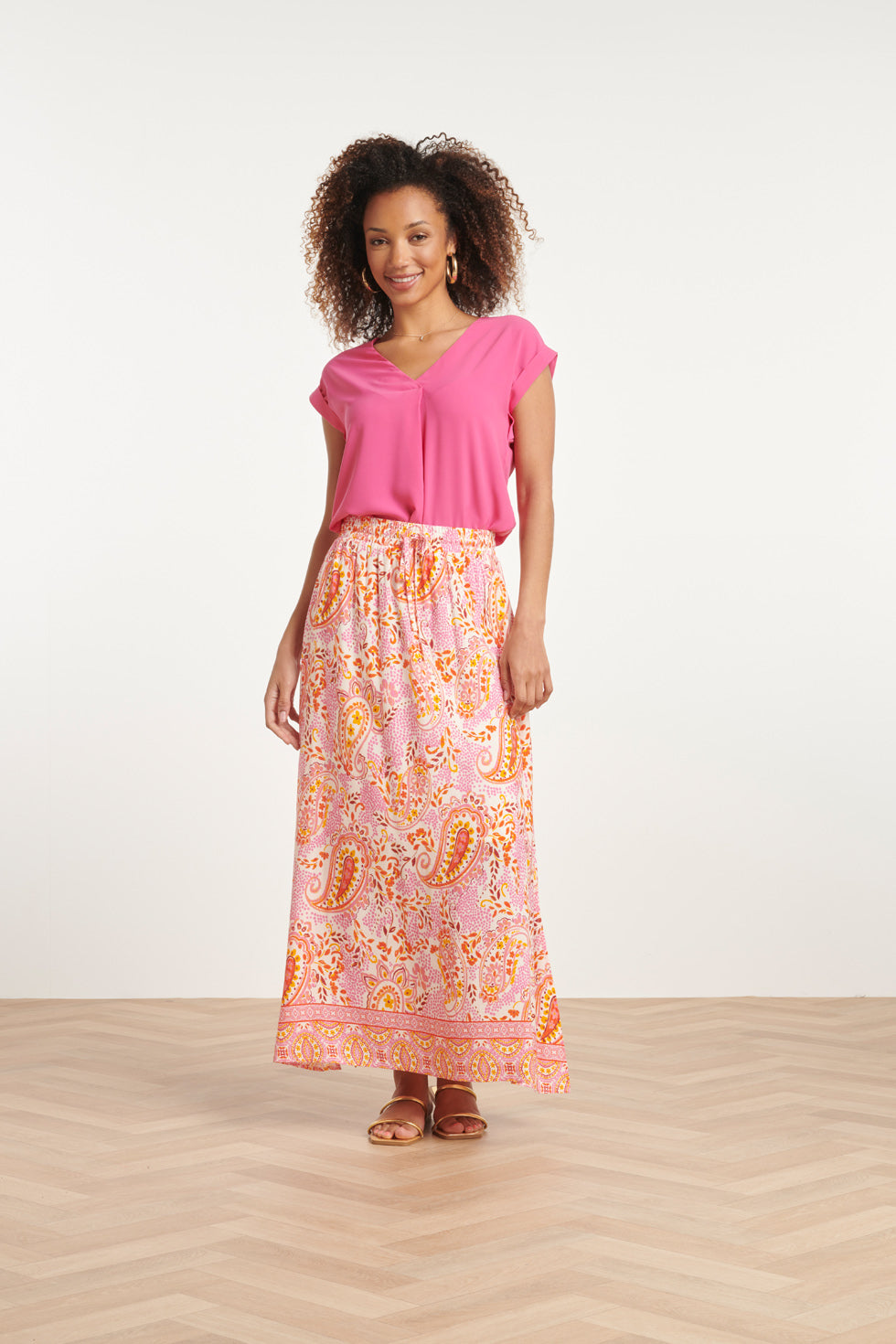 24015 Maxi Zomerrok Met Paisley Print | White - Muticolour