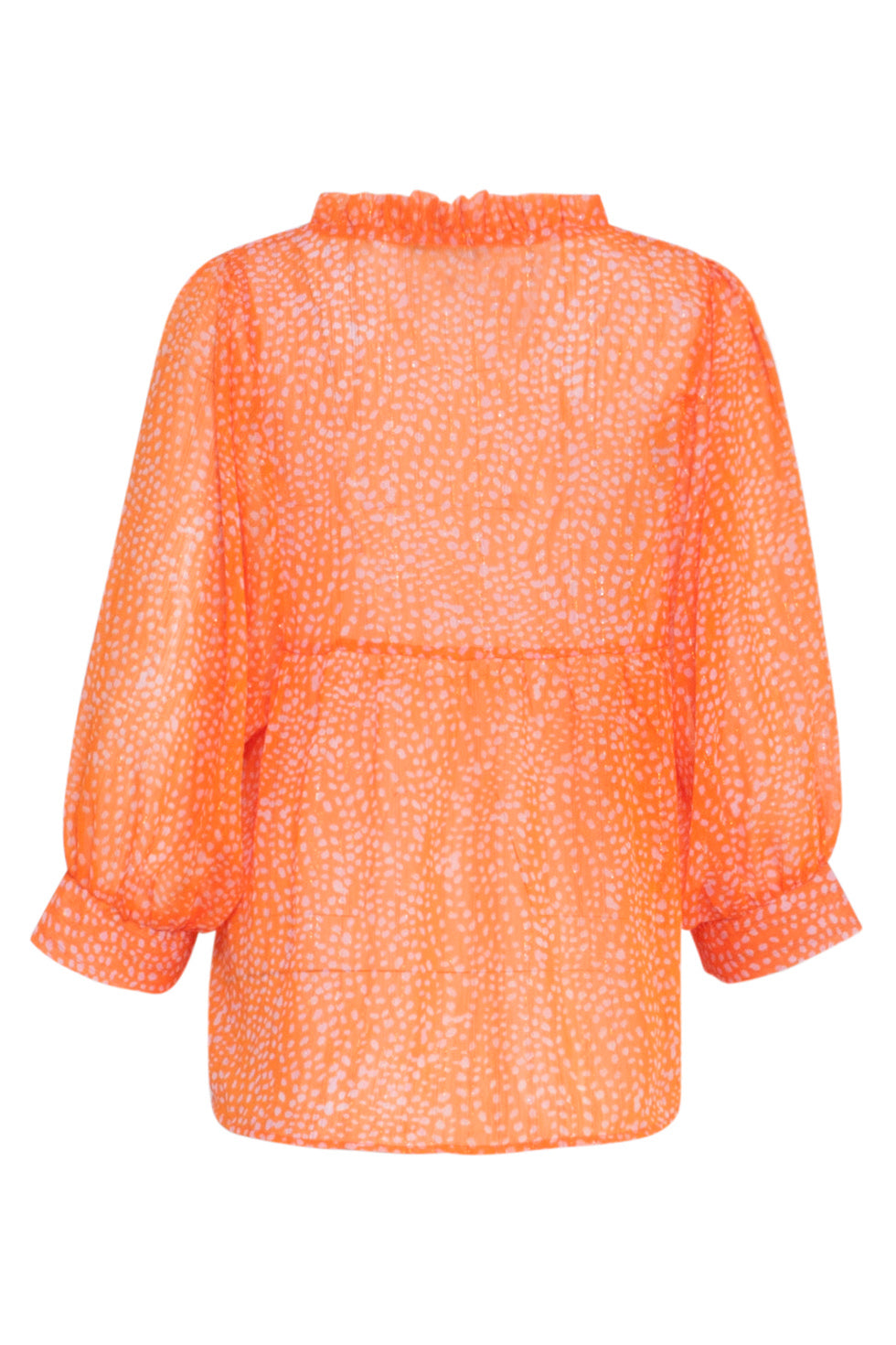 24017 Polka Dot Chiffon Top | Orange-Pink