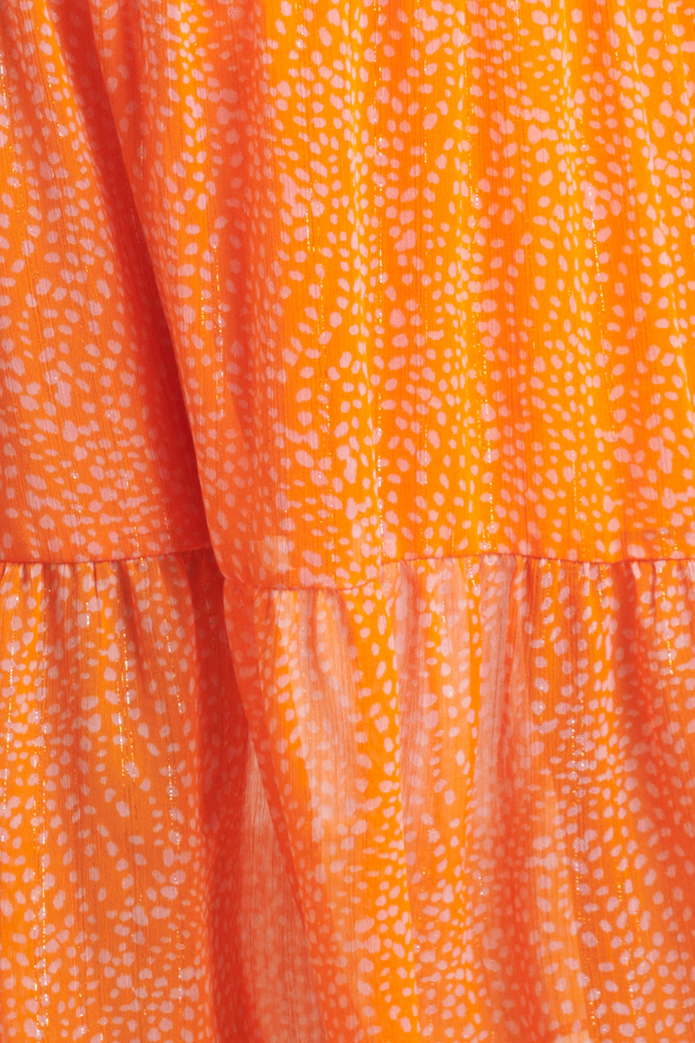 24017 Polka Dot Chiffon Top | Orange-Pink