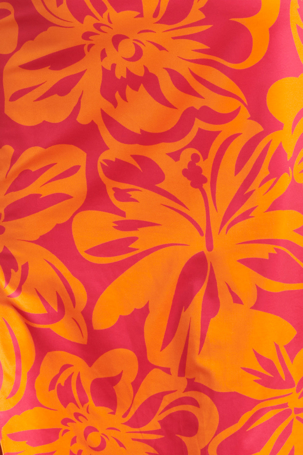 24019 Stretch Jurk Met Fuchsia Bloemenprint | Orange-Fuchsia