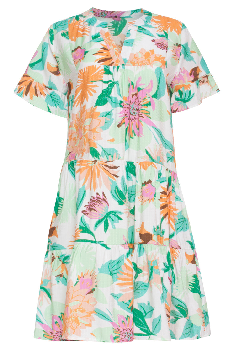 24041 Bloemenprint Jurk | Off-White-Multicolour