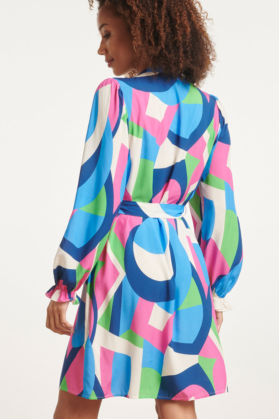 24042 Klassieke Jurk | White-Multicolour