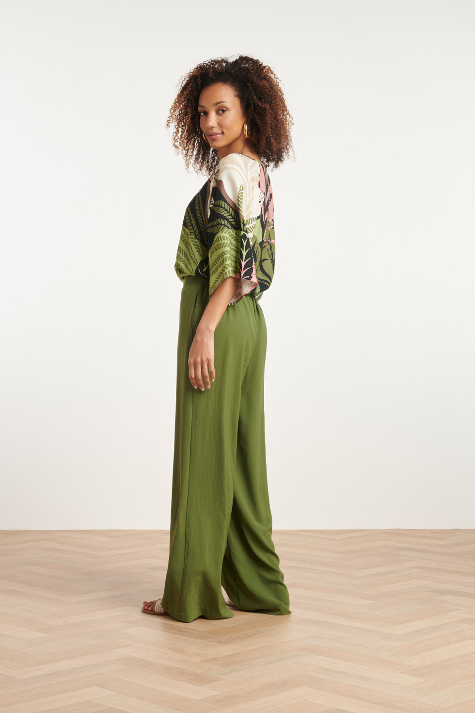 24046 Diep V-Hals Zomerse Top | Black - Muticolour