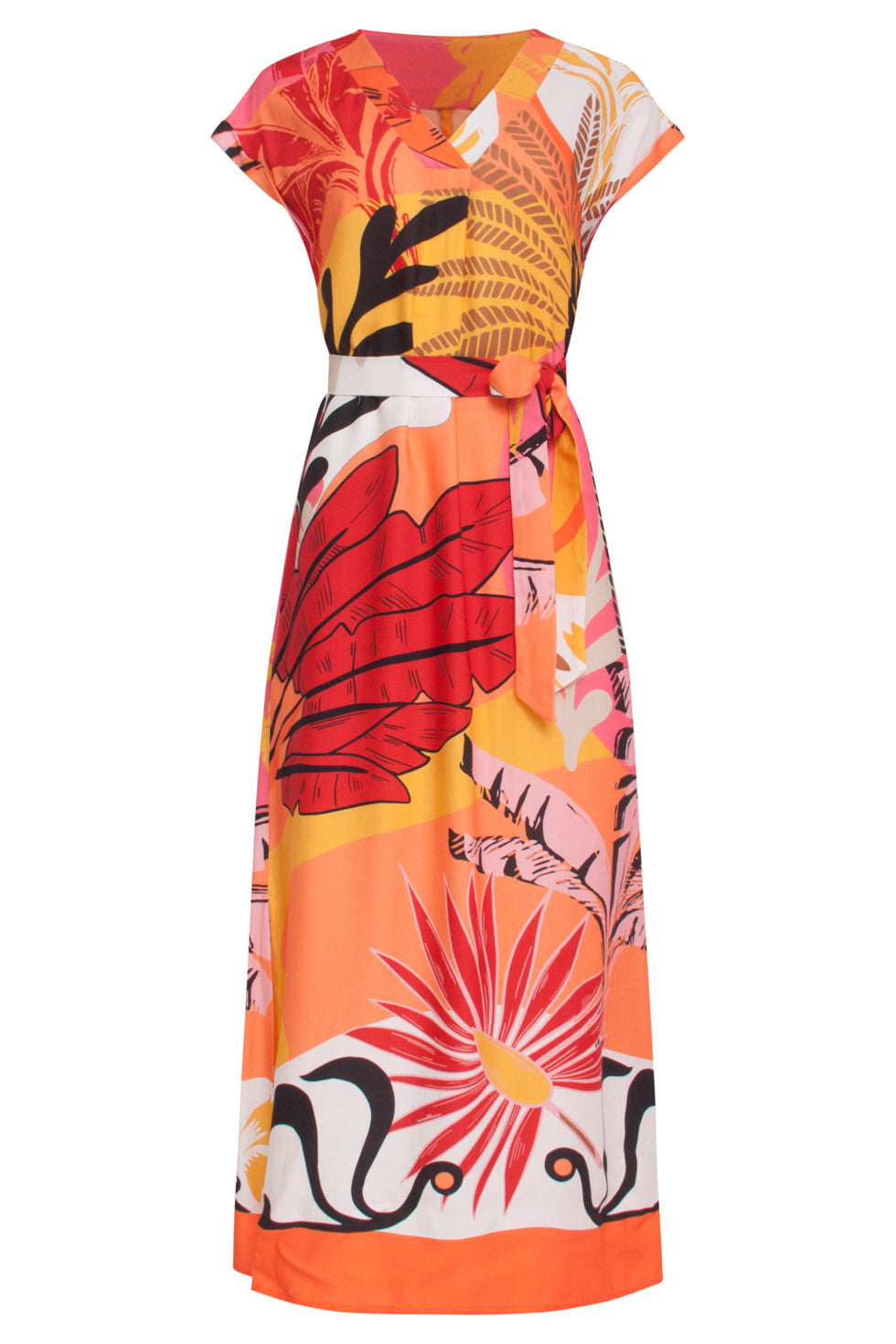 24048 Klassieke Zomer Maxi Jurk | Orange-Multicolour