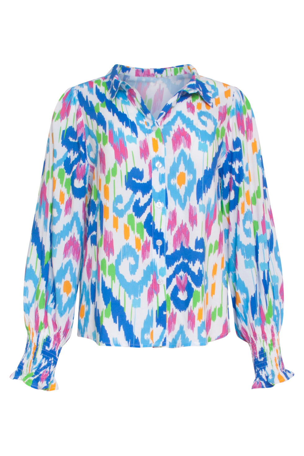 24050 Tribal Print Blouse | White-Multicolour