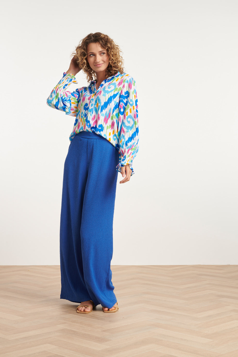 24050 Tribal Print Blouse | White-Multicolour