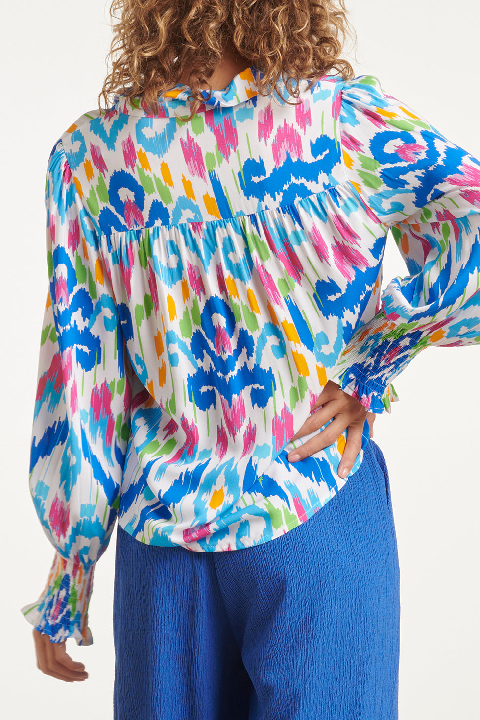 24050 Tribal Print Blouse | White - Muticolour