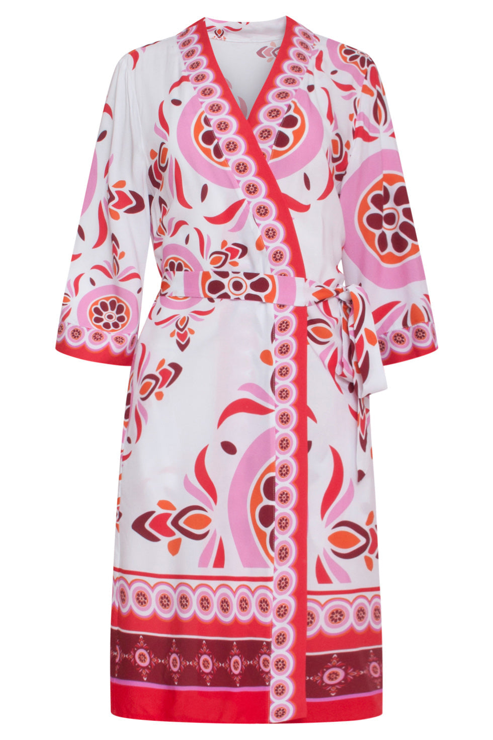 24054 Kimono Met Ornamentprint | White-Multicolour