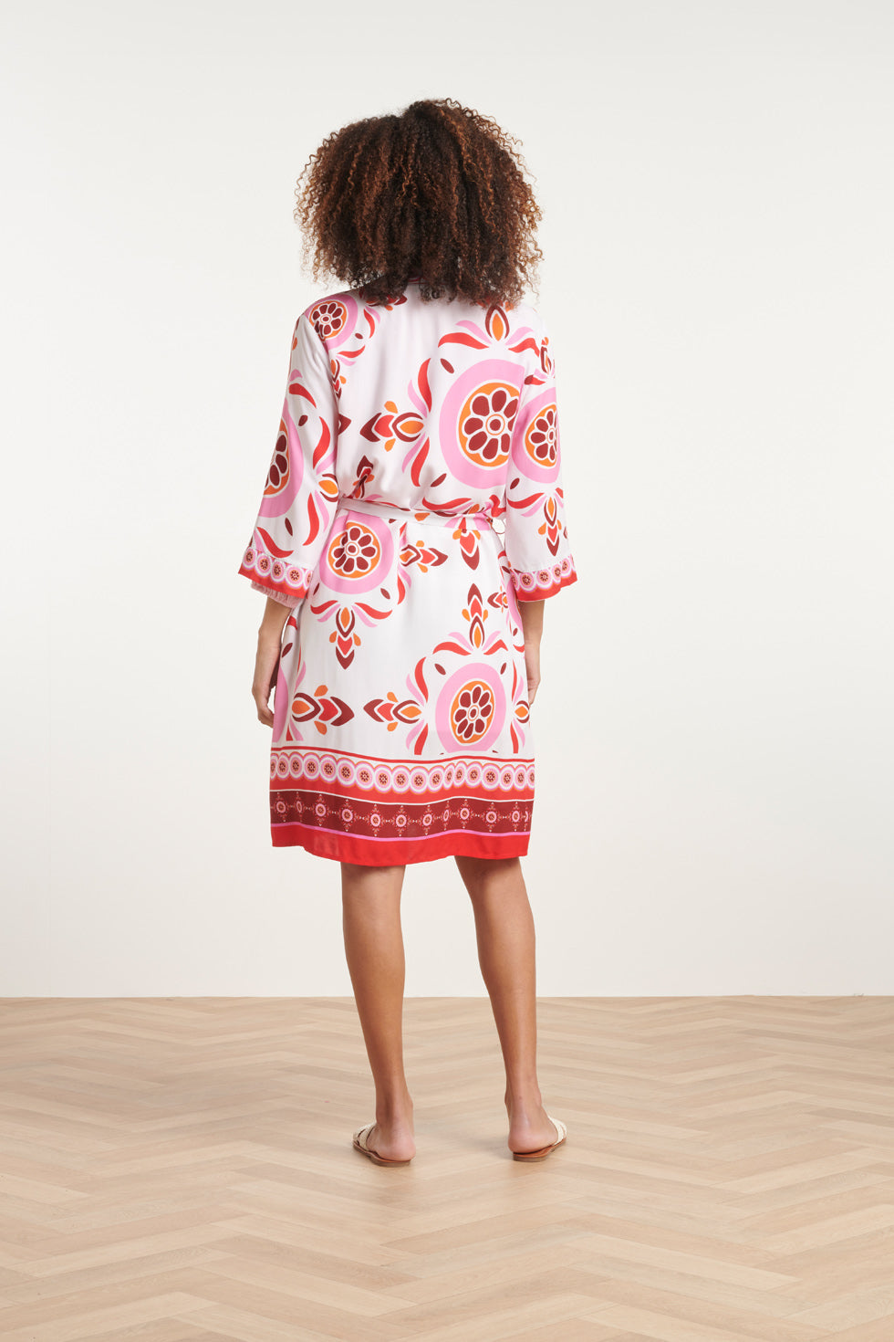 24054 Kimono Met Ornamentprint | White-Multicolour
