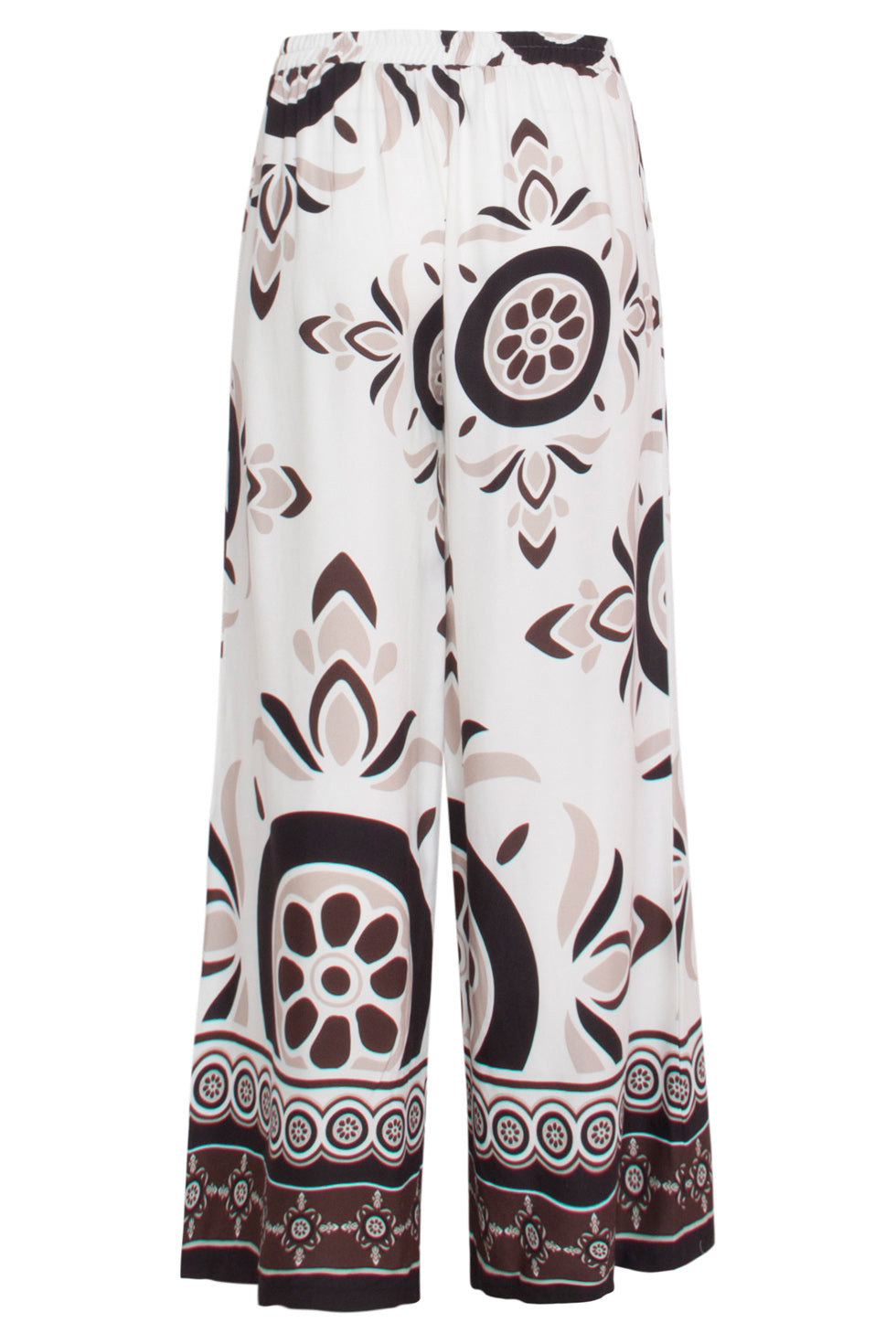 24056 Lang Flowy Broek Met Ornamentprint | White-Sand