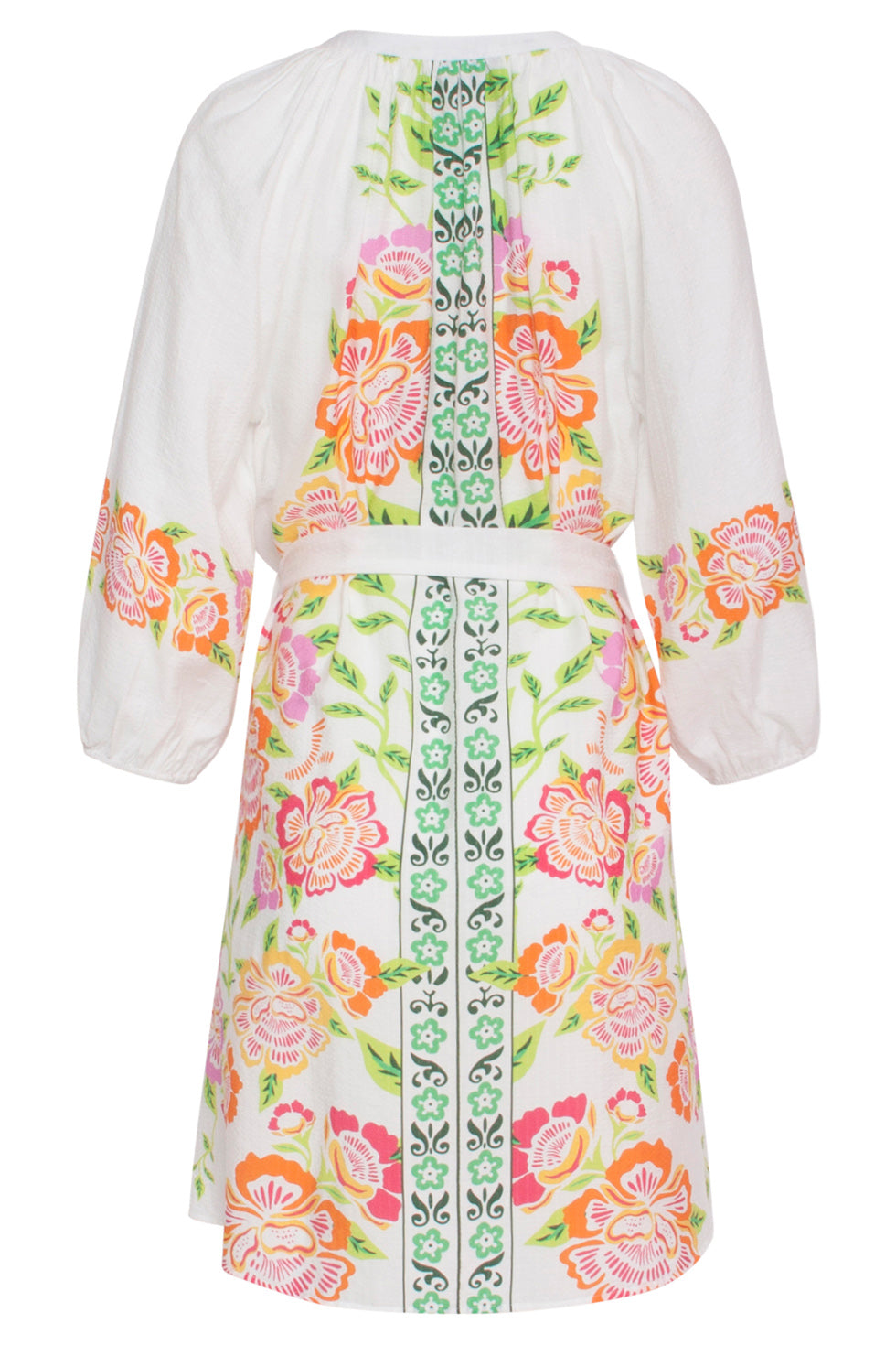 24062 Korte Zomerjurk Met Levendige Bloemenpatroon | White - Muticolour