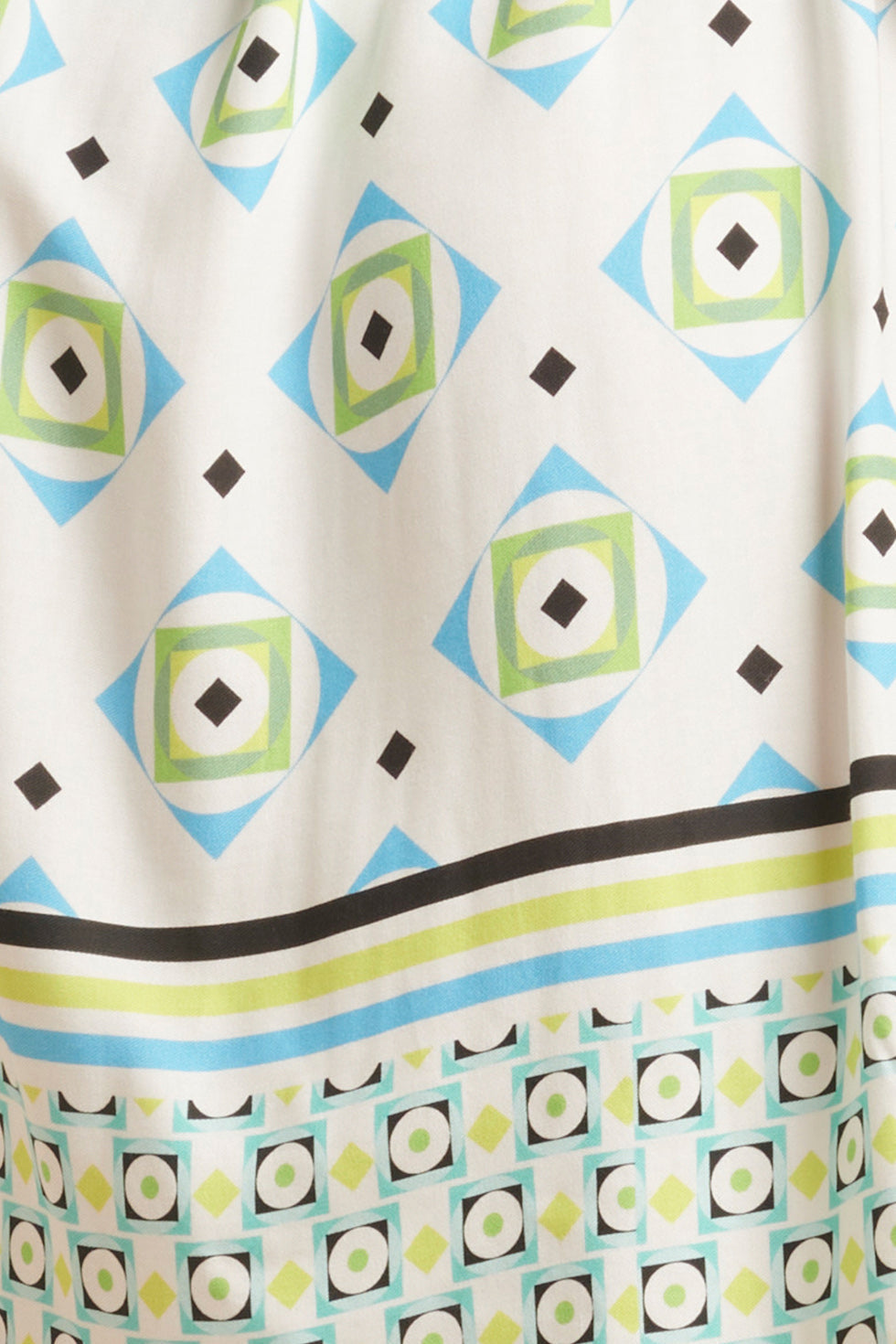 24072 Zomerjurk Met Korte Pofmouwenv-Hals | White - Muticolour