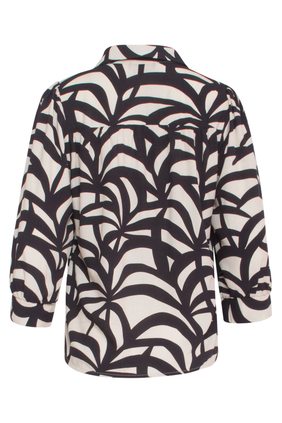 24074 E Grafische Blouse Met 3/4 Mouwen | Black-Sand