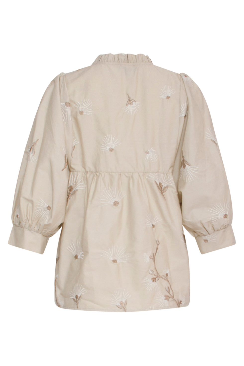 24080 Geborduurde Top Met Neutraal Paisley Design | Sand-Offwhite