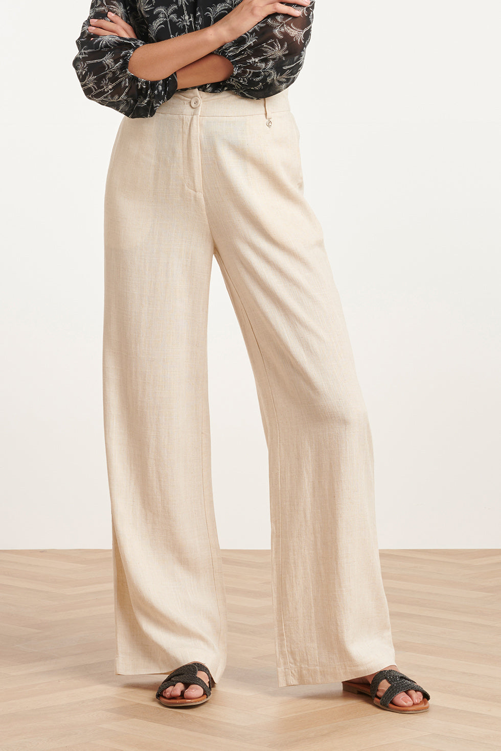 24085 Lange Broek Met Ritsriemlussen | Sand