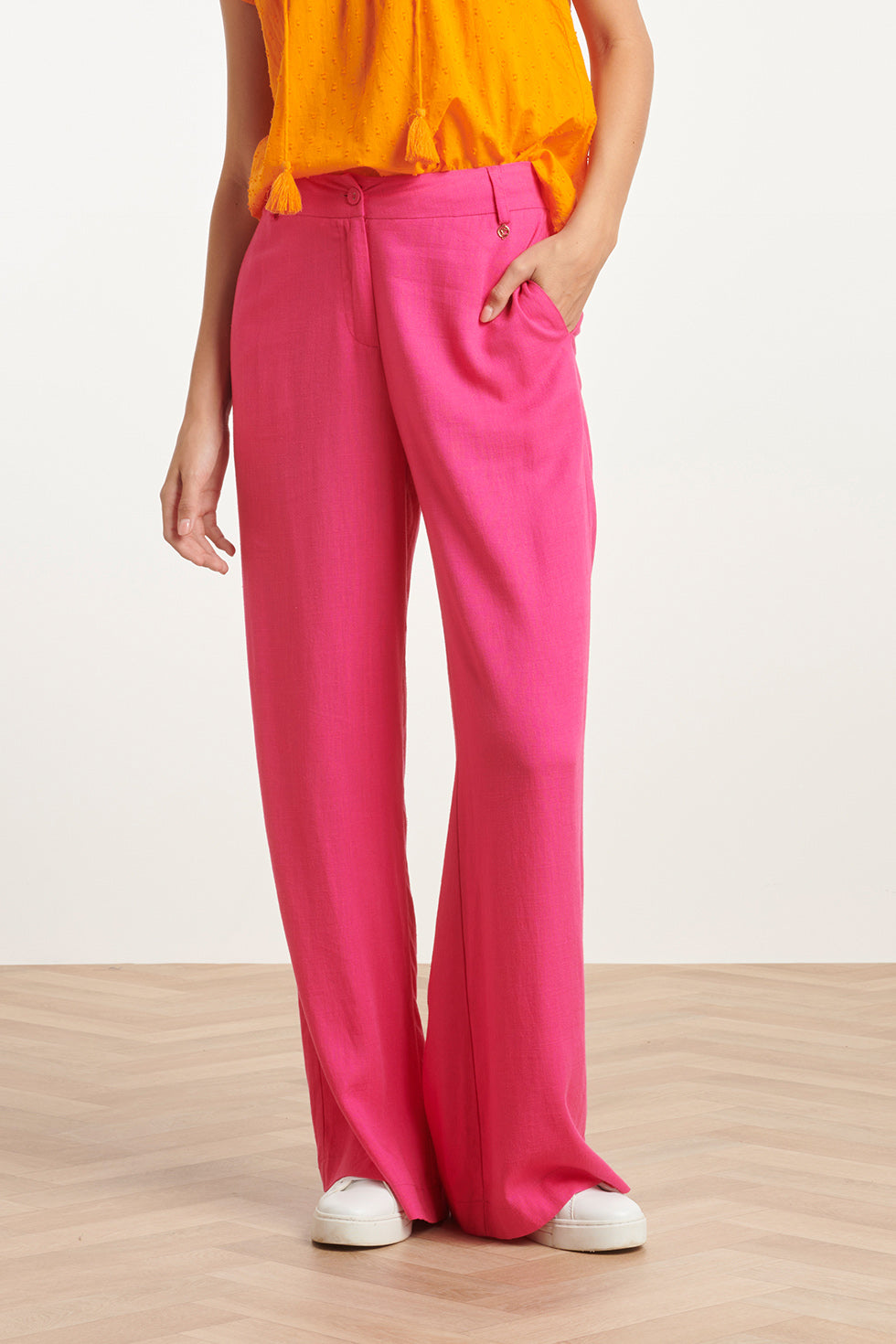24085 Lange Broekfuchsia Met Ritsriemlussen | Pink
