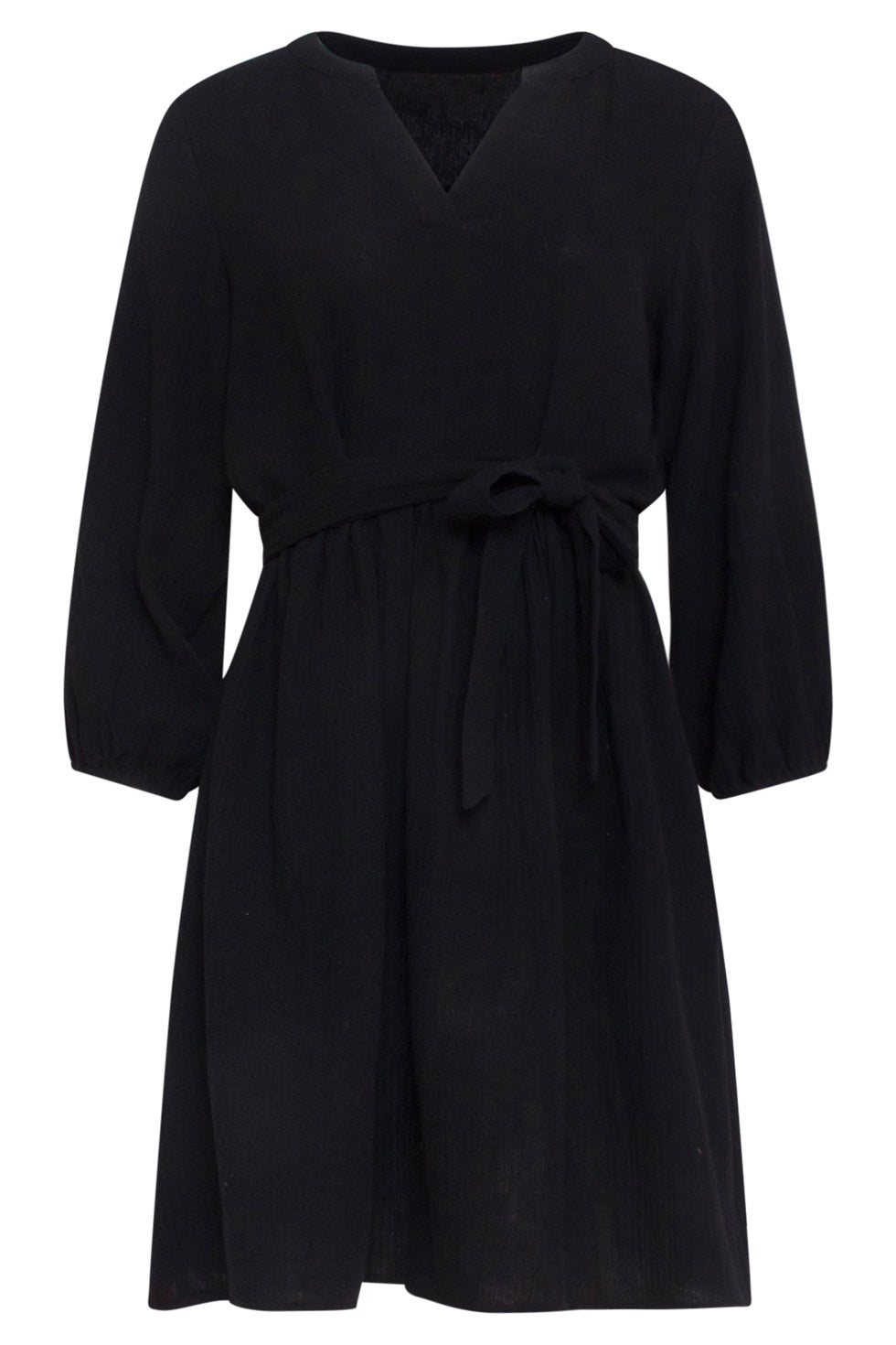 24091 Eenvoudige Zomerjurk Tetra Stof | Black