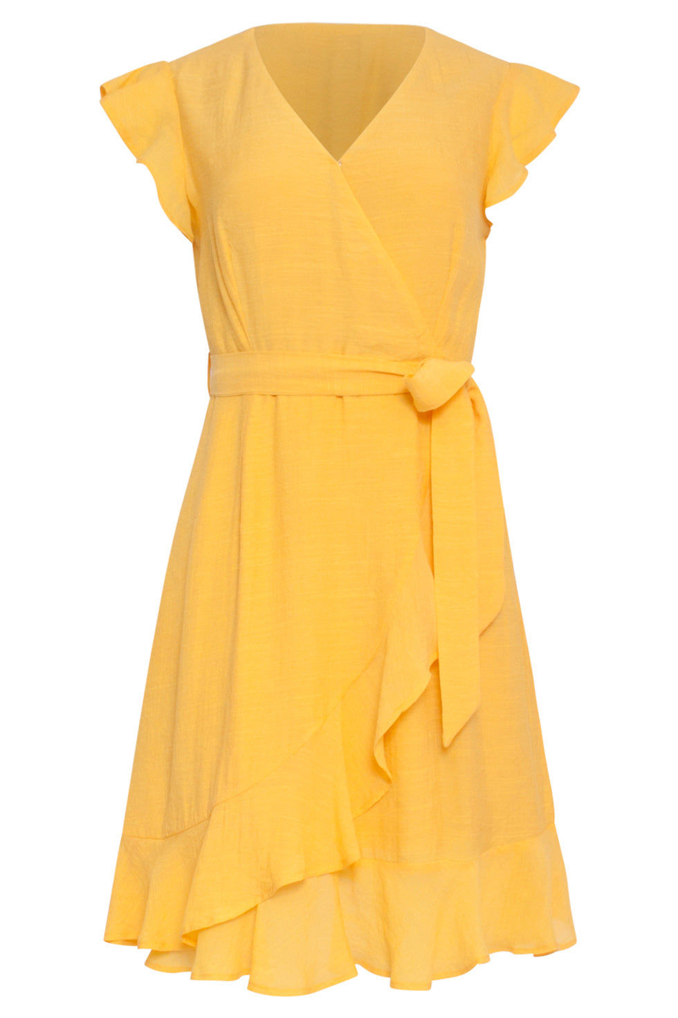 24099 Fitted Wrap Jurk Warm | Yellow