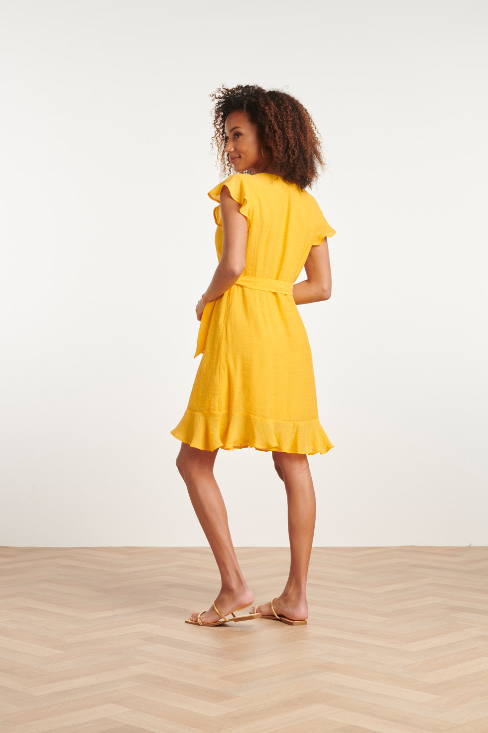 24099 Fitted Wrap Jurk Warm | Yellow