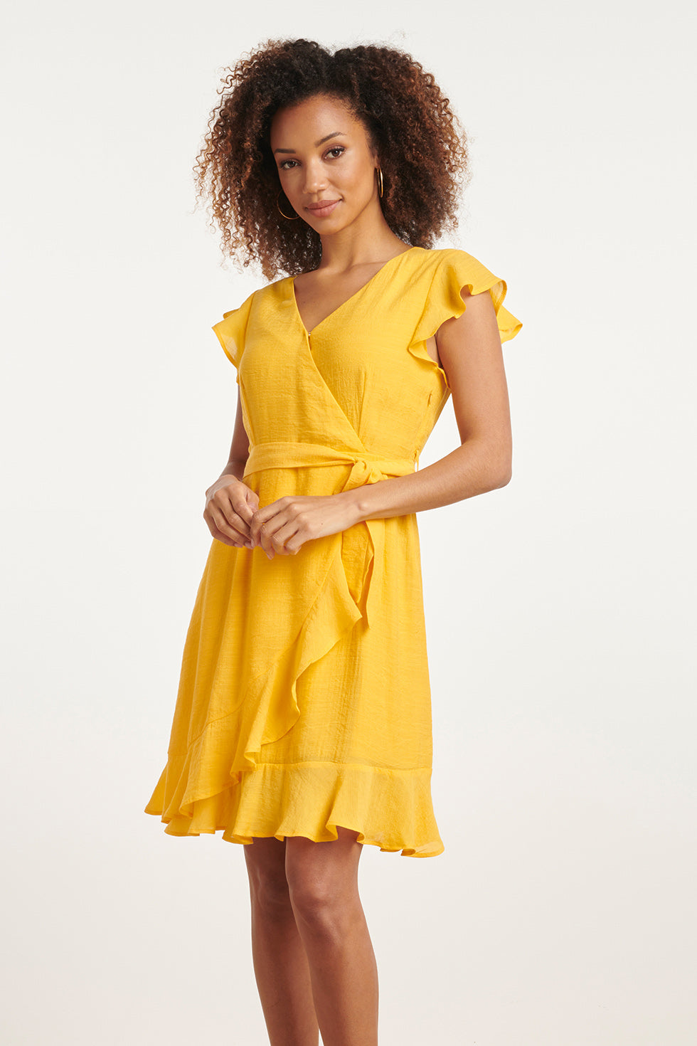 24099 Fitted Wrap Jurk Warm | Yellow