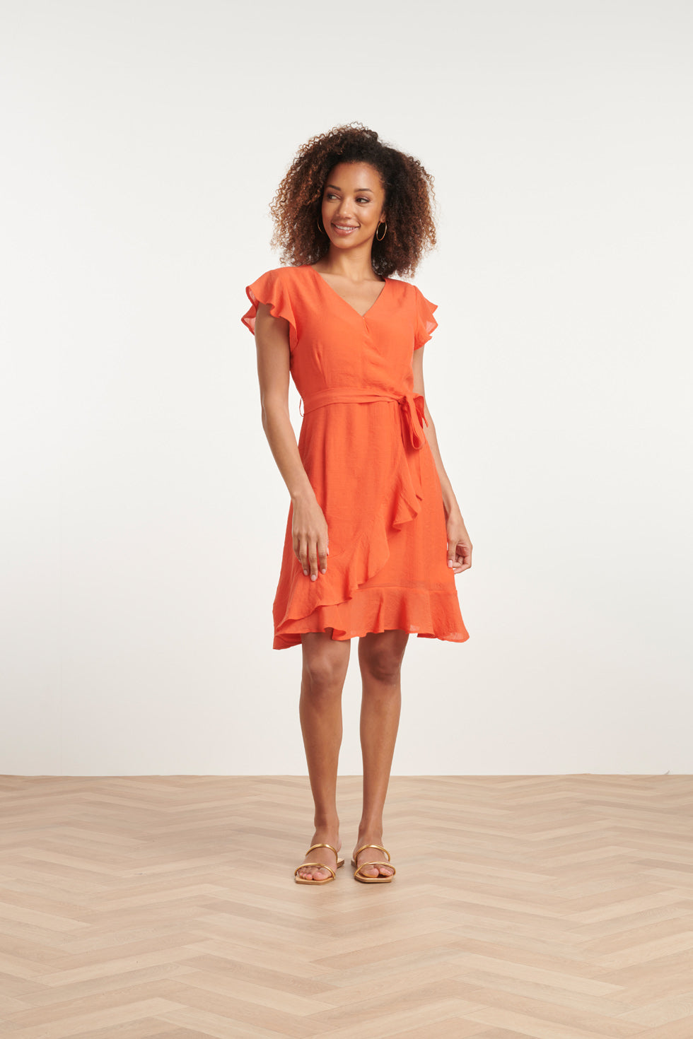 24099 Fitted Wrap Jurk | Orange
