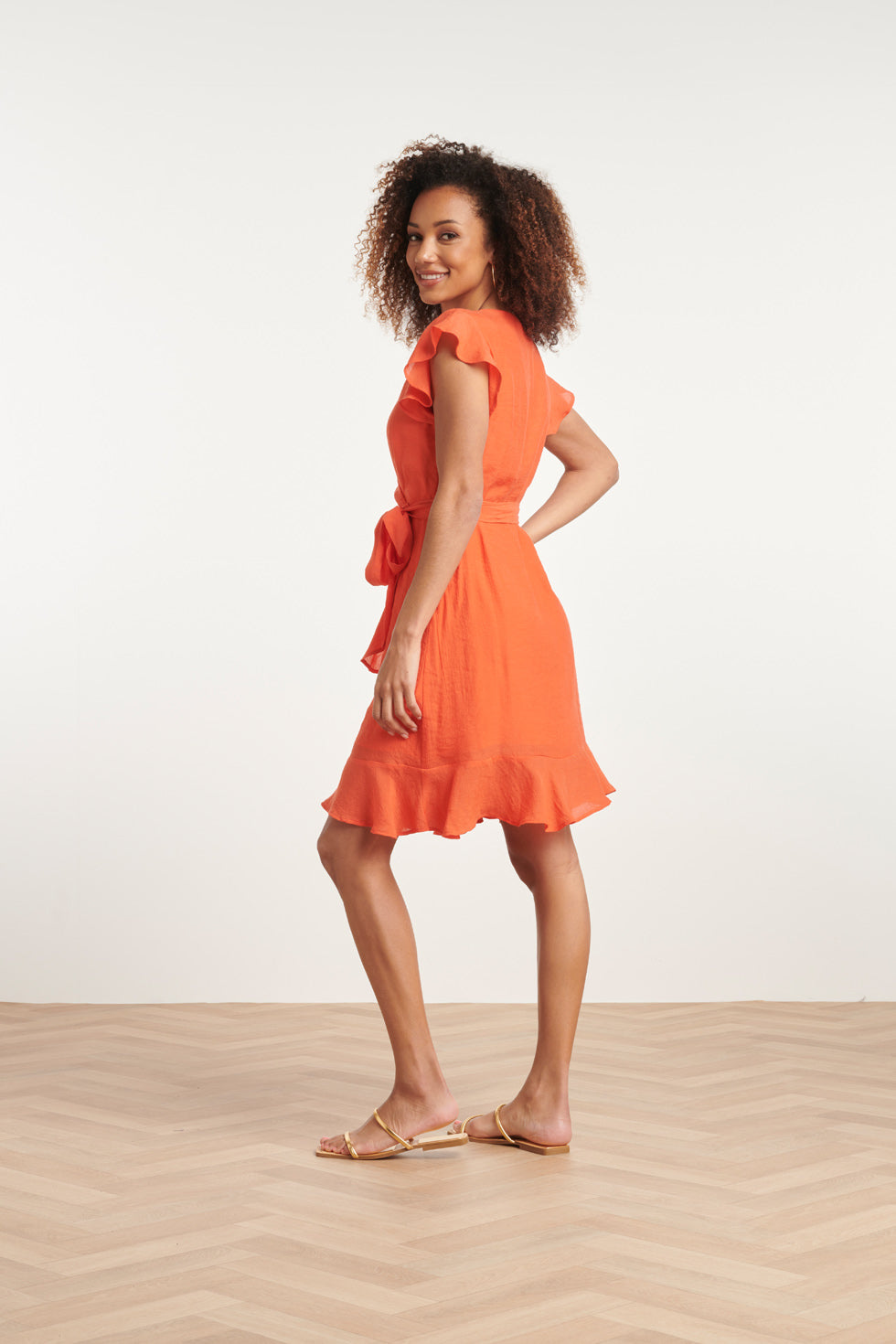 24099 Fitted Wrap Jurk | Orange