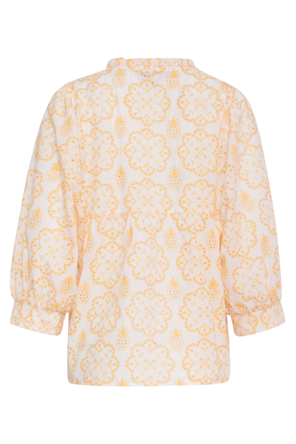 24107 Bloemen Top Met Brie Anglaisezonnig | White-Yellow