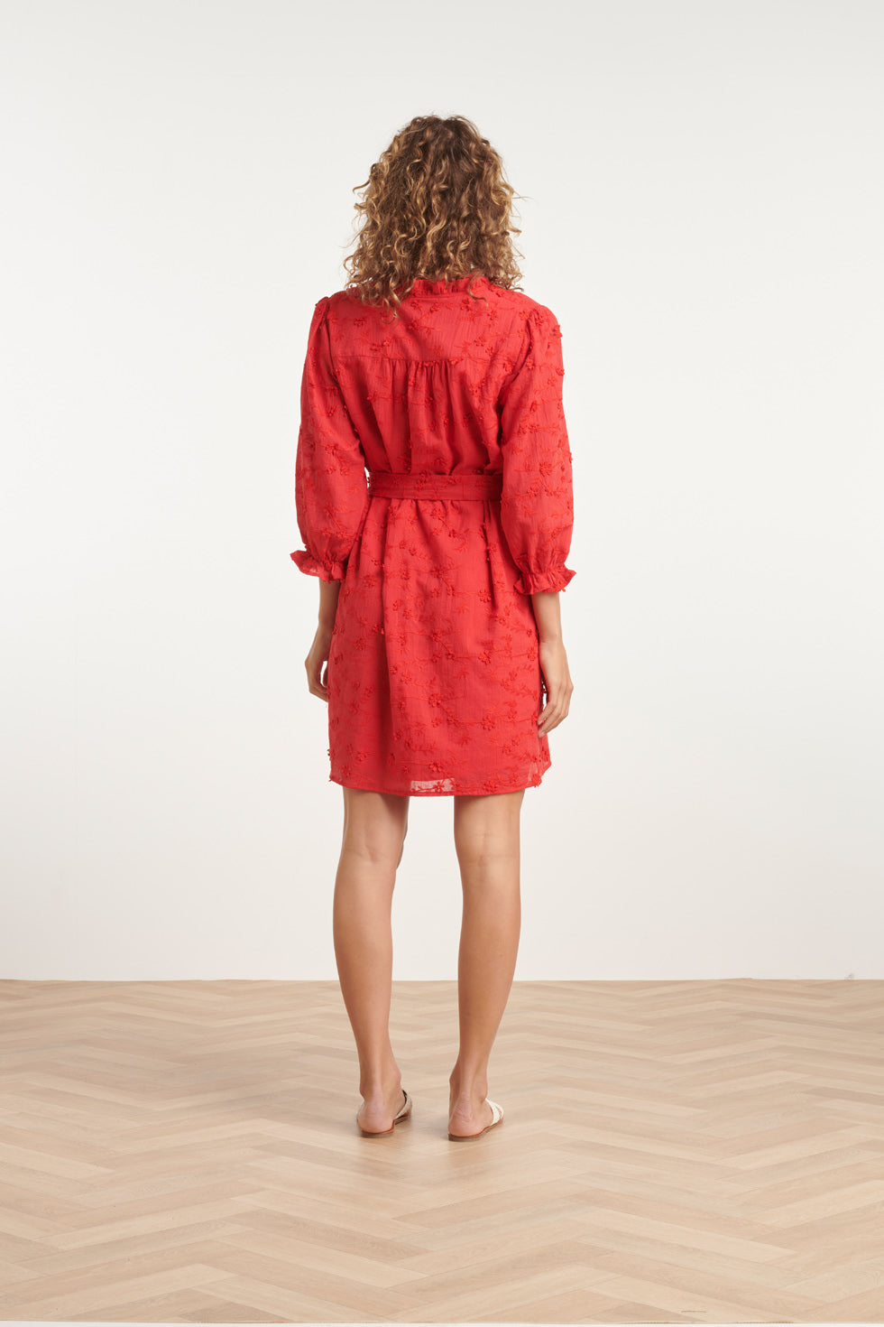 24115 Jurk Met 3D Bloemenpatroon | Red