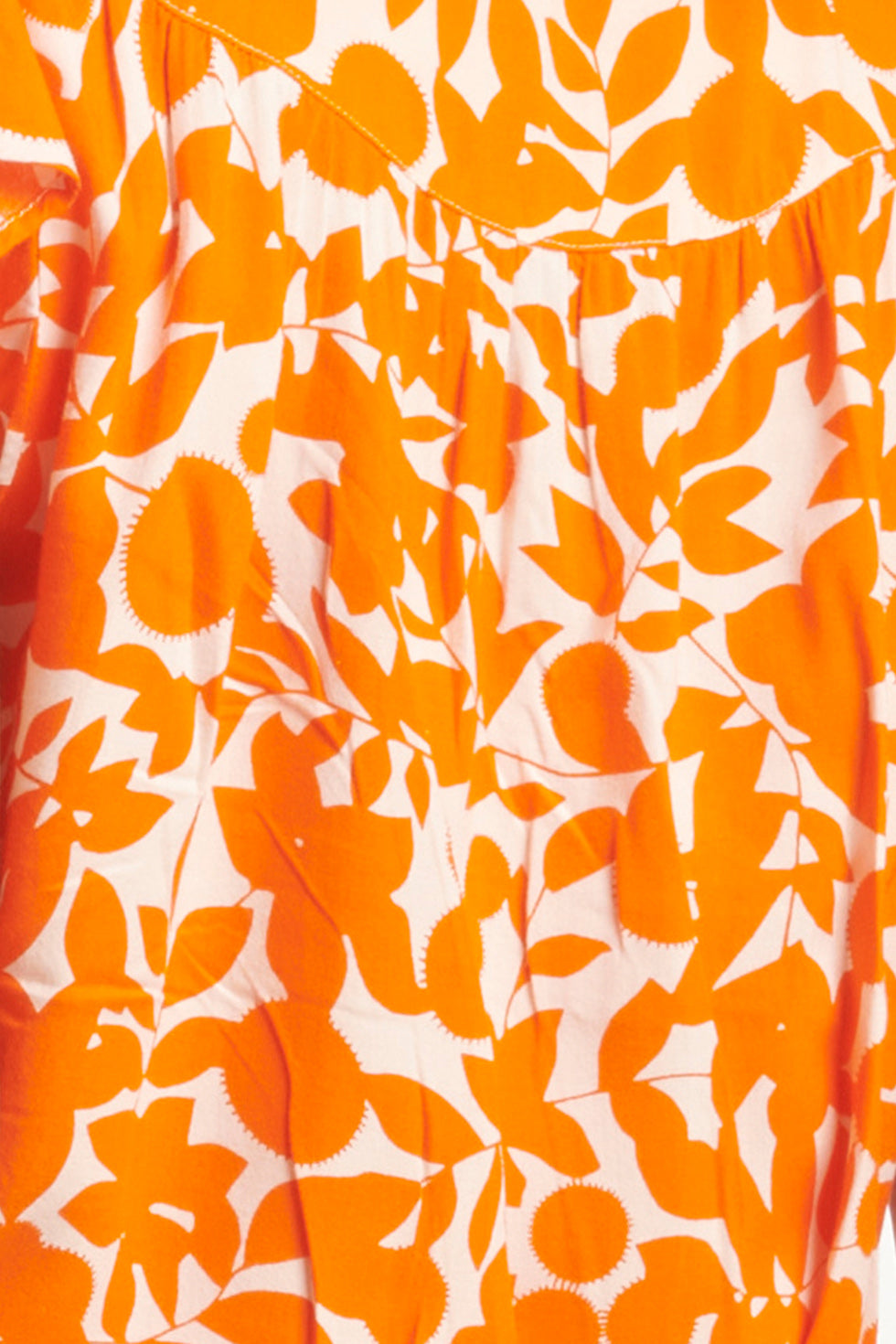 24137 Bladerprint Jurk | Off White-Orange