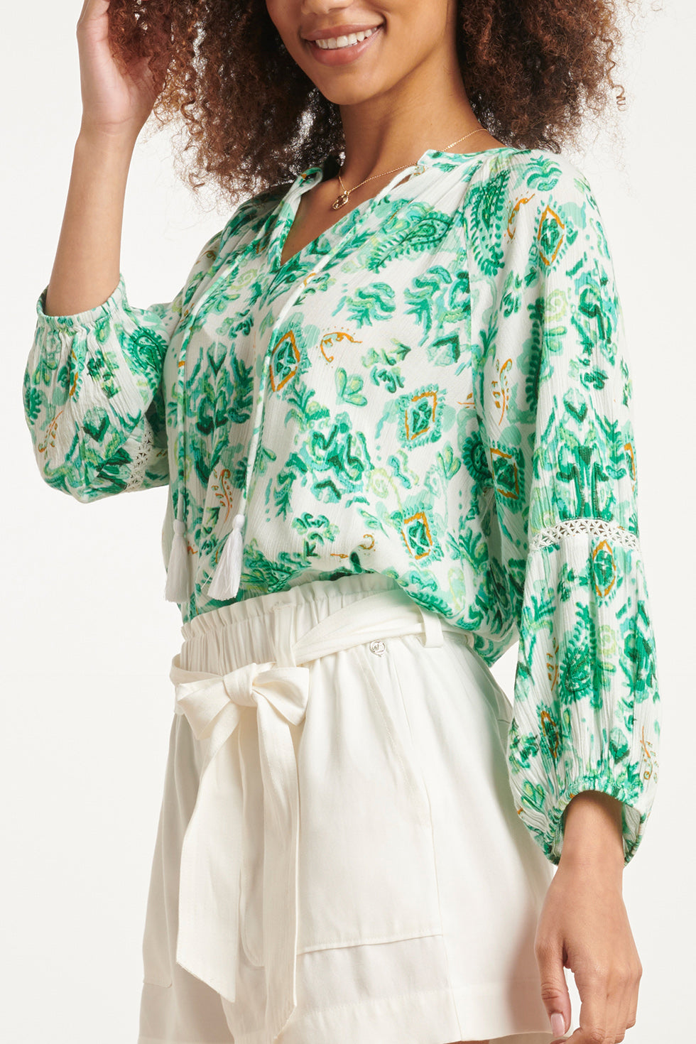 24141 Fris - Ornamentprint Top | White - Muticolour