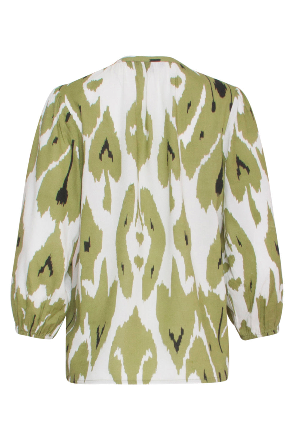 24142 Eenvoudige Klassieke Top Met Mos Aztekenprint | Off White-Light Army