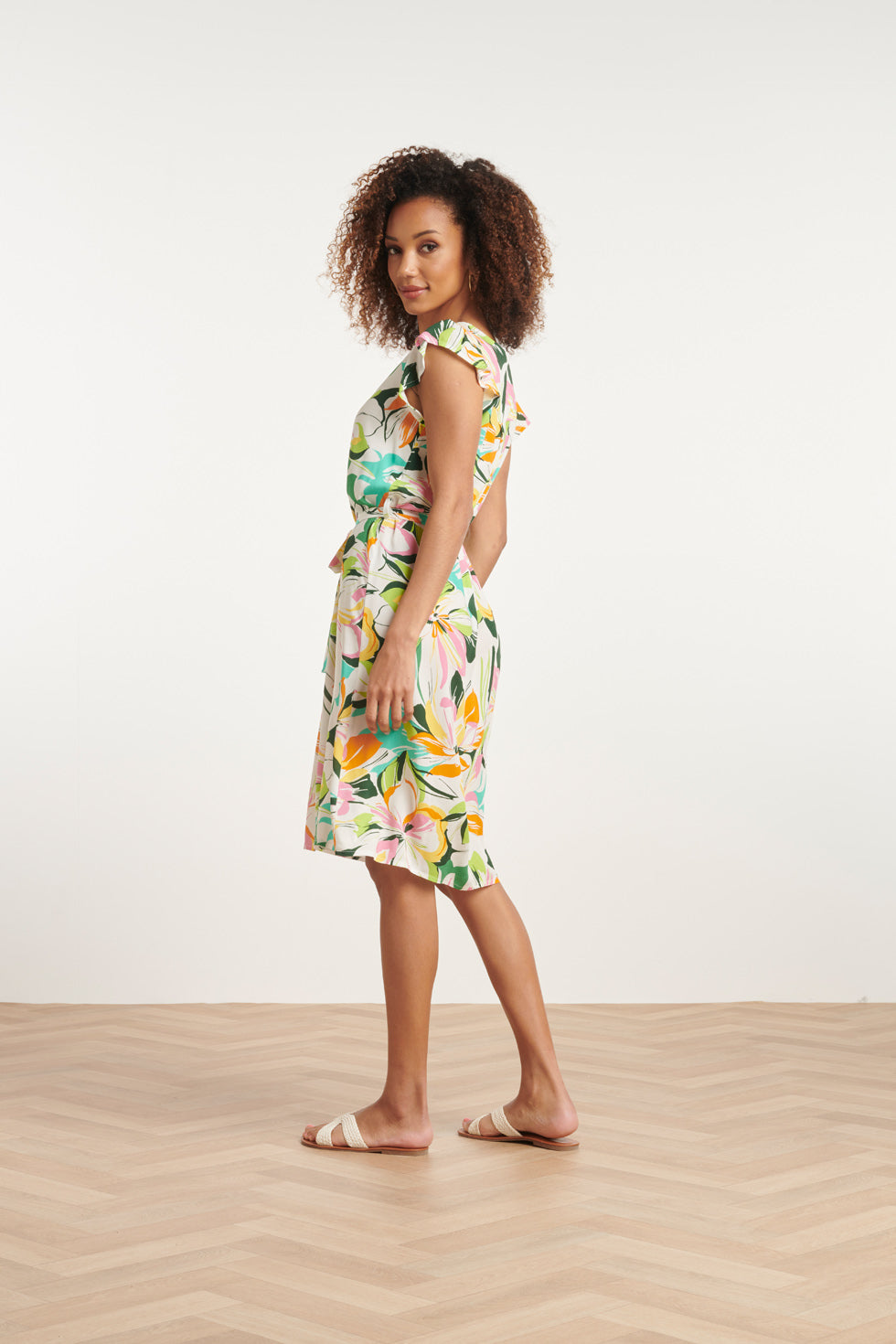 24148 Zomerjurk Met BloemEnprintlevendige en | Off White - Muticolour