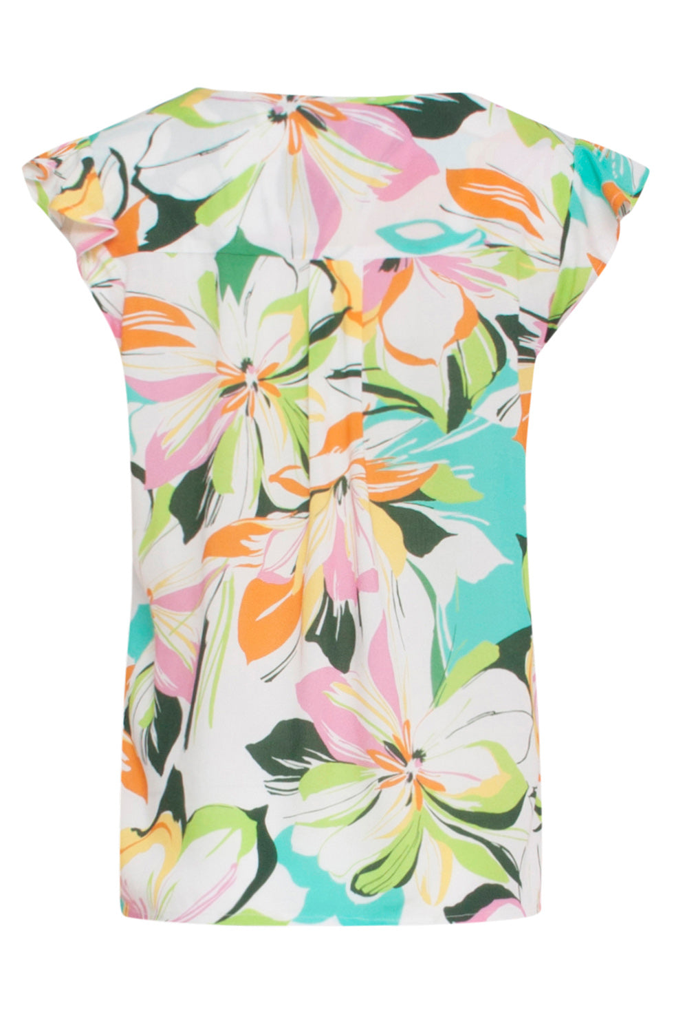 24149 Zomer Top Met BloemEnprintlevendige en | Off White - Muticolour