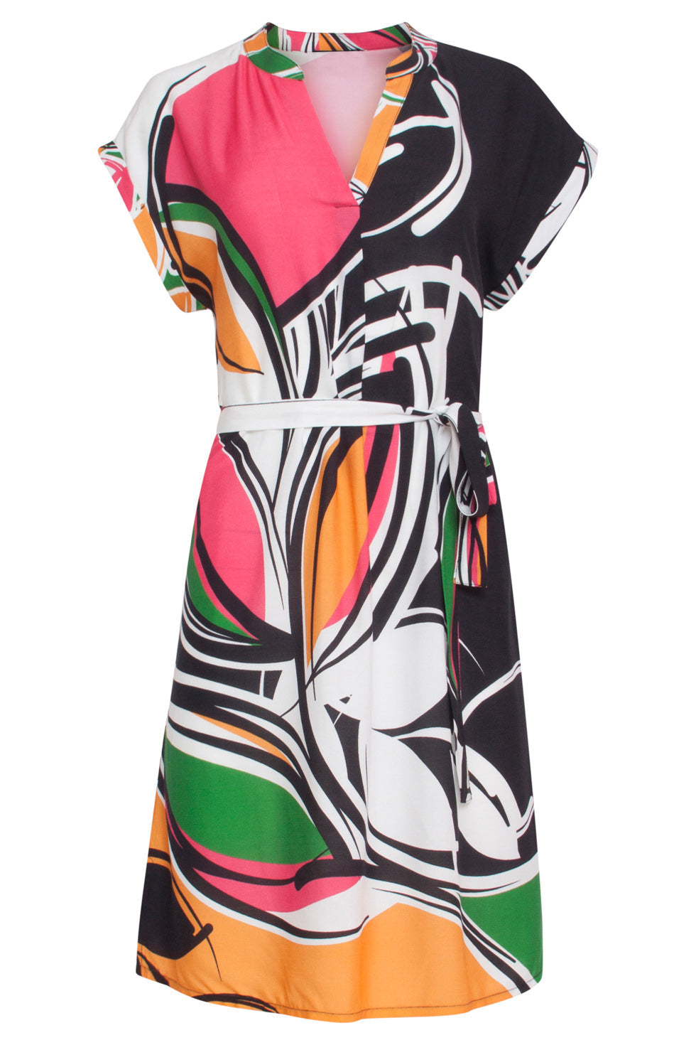 24151 Zomerjurk Met Abstracte Bloemenprint | Blackwhite
