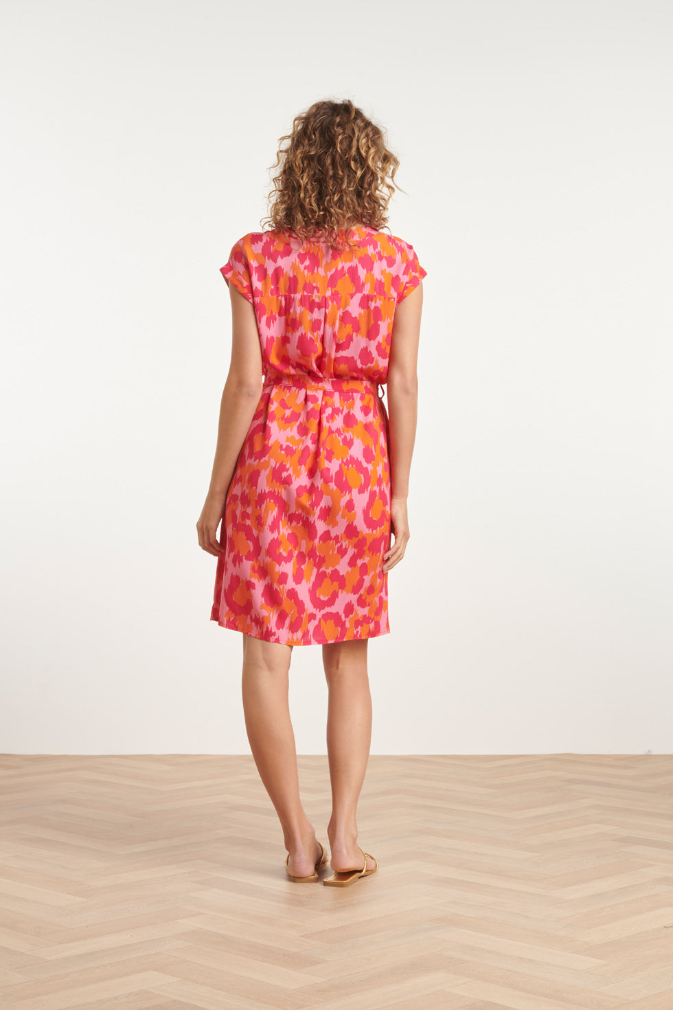 24161 Klassieke Jurk Met Gedurfd Cheetah Patroonfuchsia | Pink-Multicolour