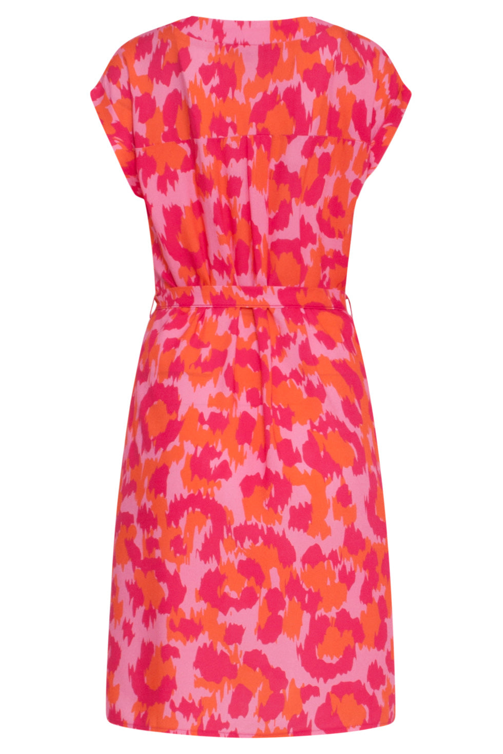 24161 Klassieke Jurk Met Gedurfd Cheetah Patroonfuchsia | Pink-Multicolour