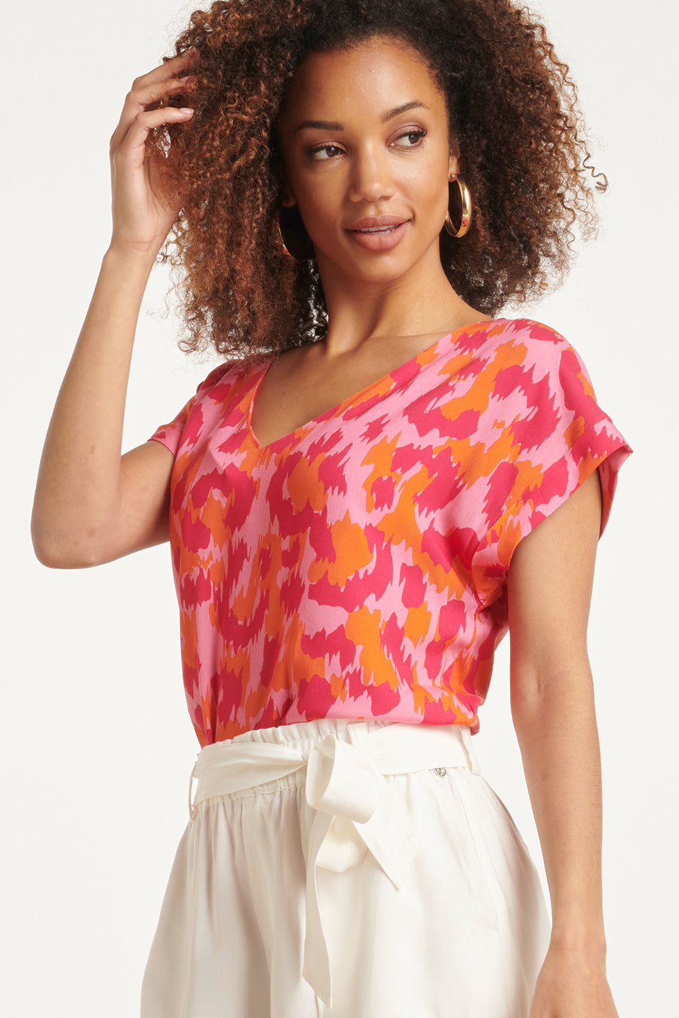 24162 Top Met Gedurfd Cheetah Patroonfuchsia | Pink - Muticolour