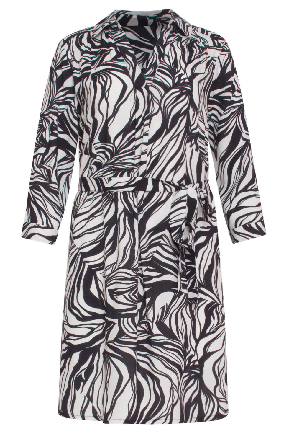 24165 Simple Chic Abstracte Print Jurk | Sand-Black