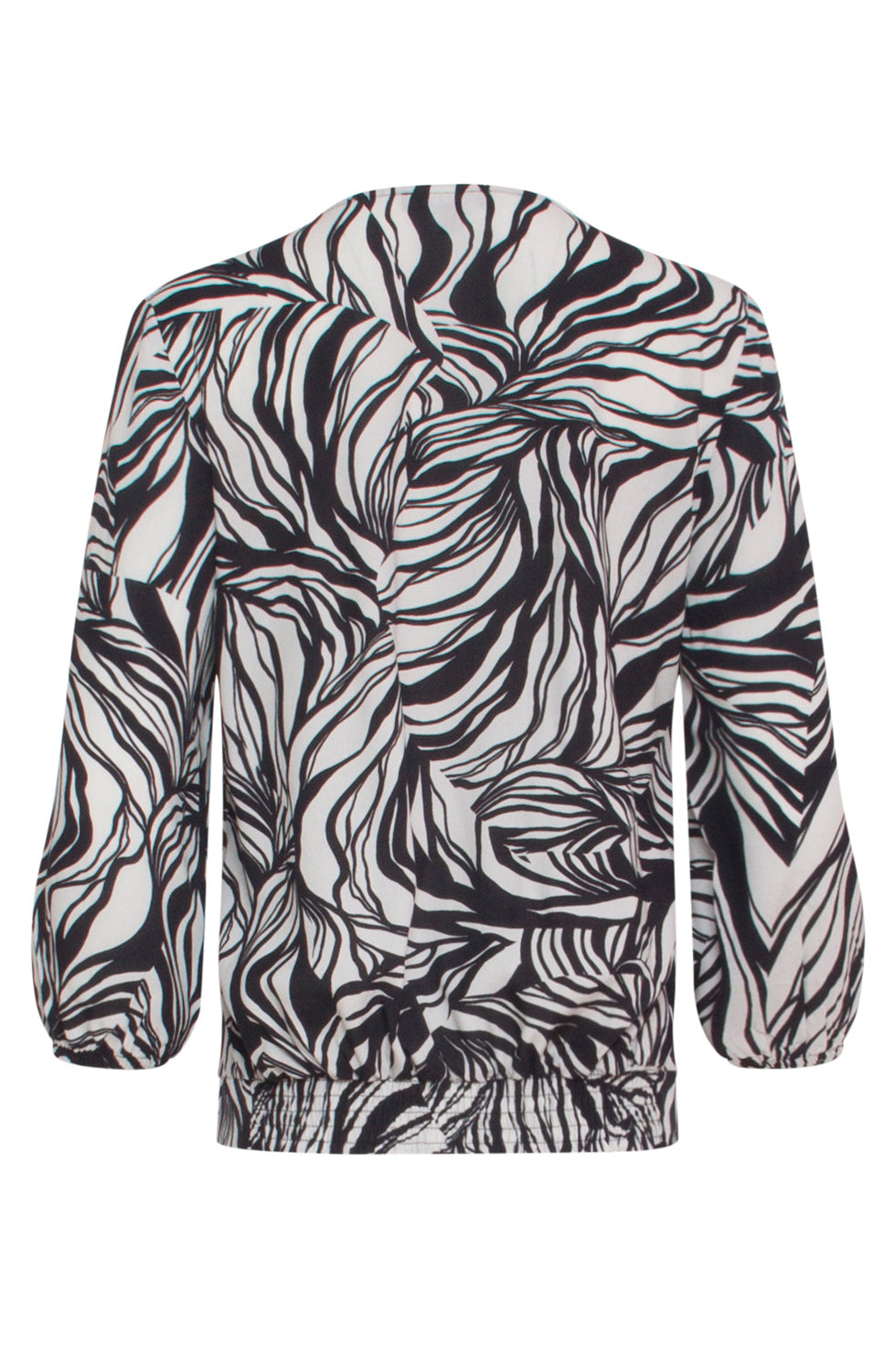 24166 Chic Abstract Print Top | Sand-Black