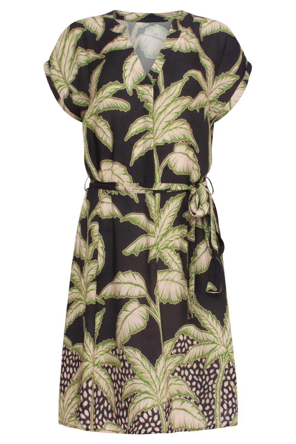 24167 Donkere Tropische Jurk | Black - Muticolour