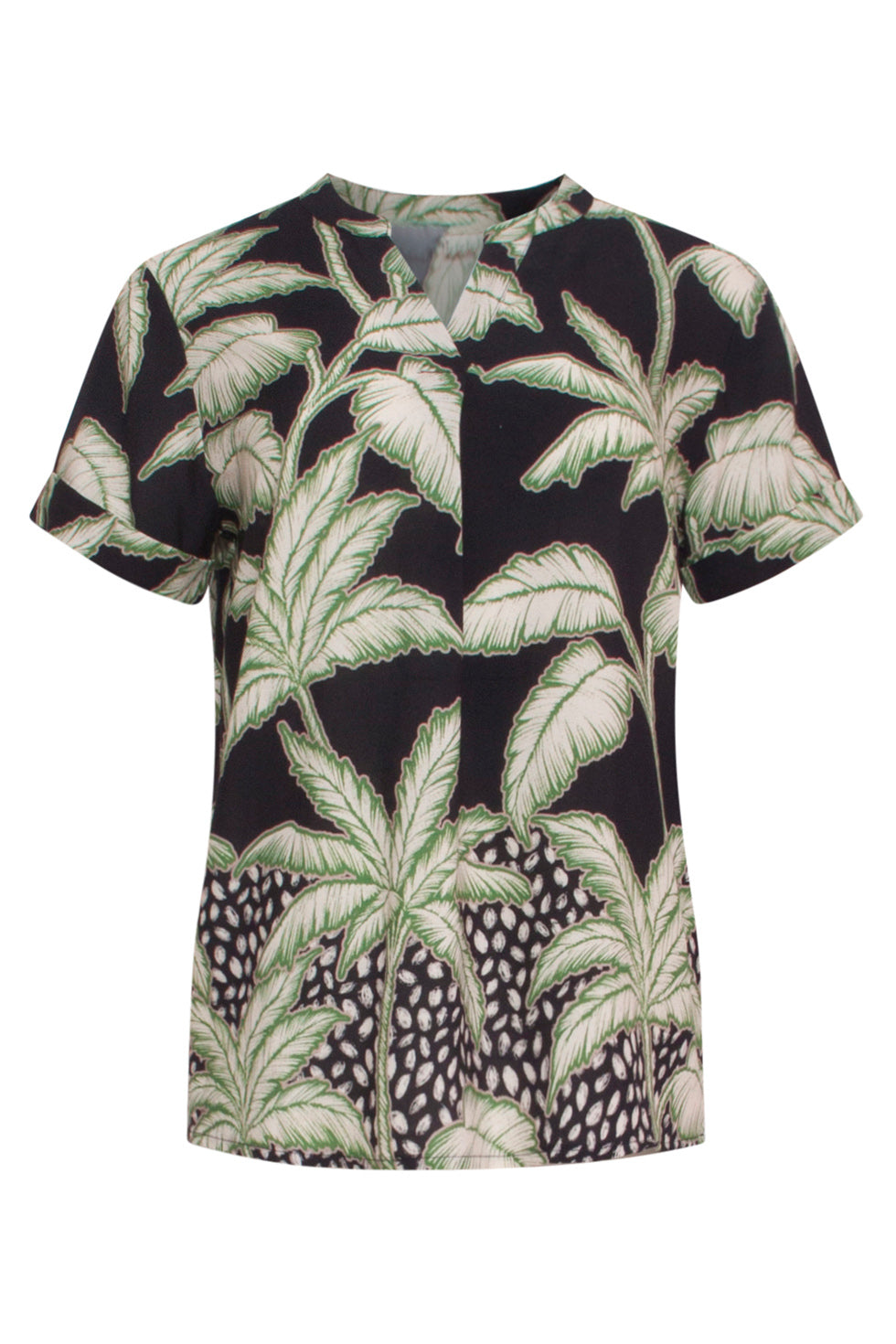 24168 Donkere Tropische Top | Black - Muticolour