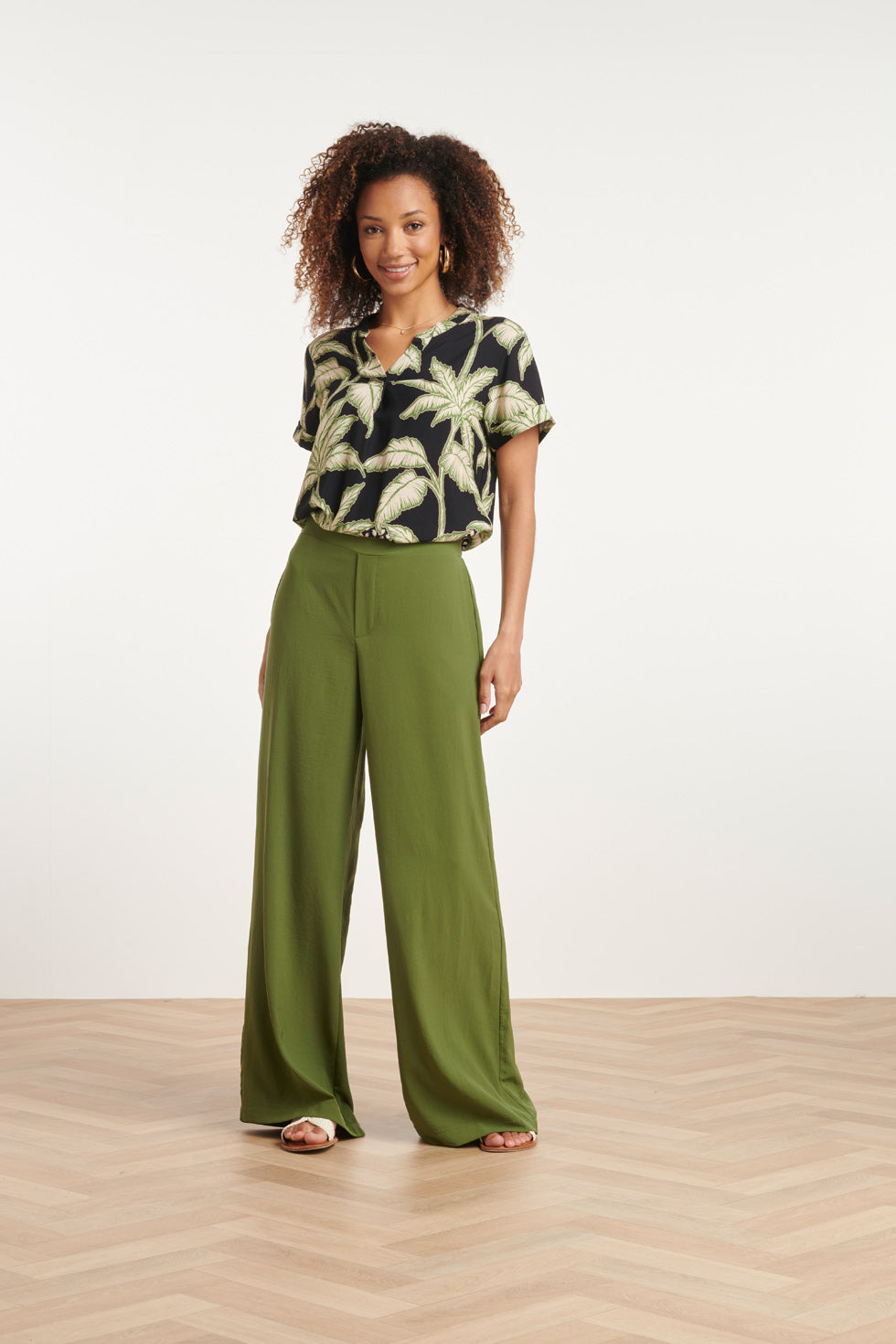 24168 Donkere Tropische Top | Black - Muticolour