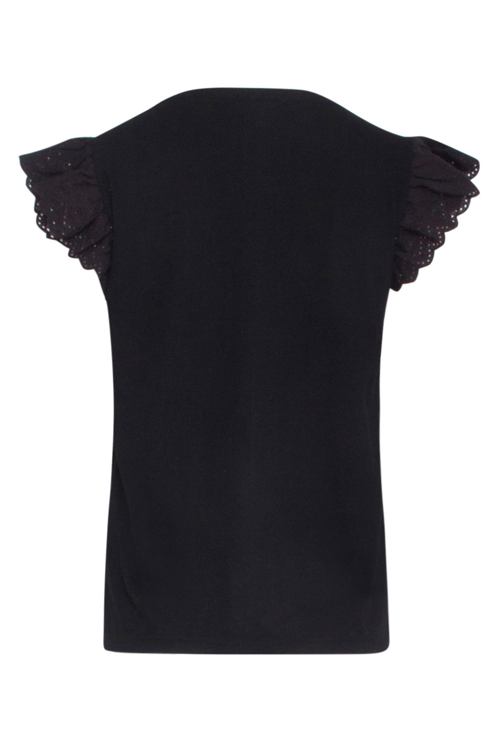 24170 Basic Top Met Brie Anglaise | Black