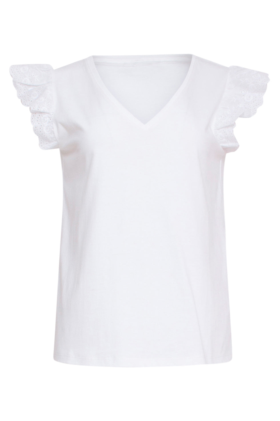 24170 Basic Witte Top Met Broderie Anglaise
